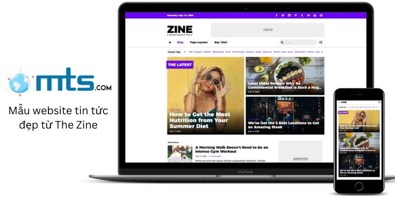 Mẫu website tin tức đẹp từ The Zine