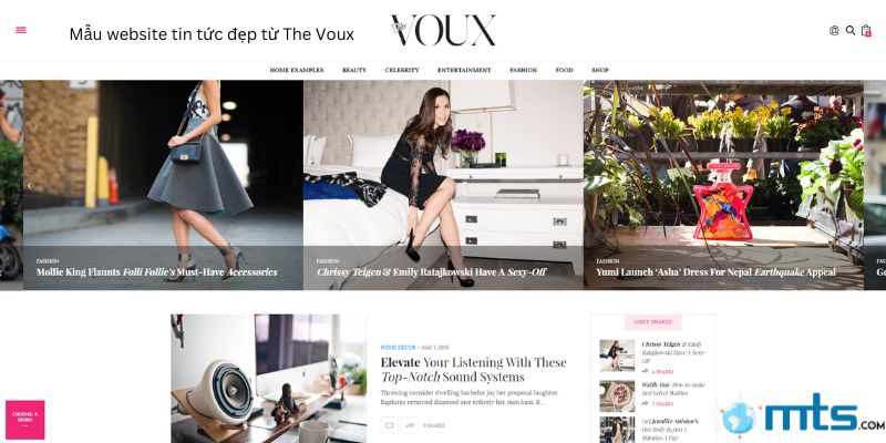 Mẫu website tin tức đẹp từ The Voux