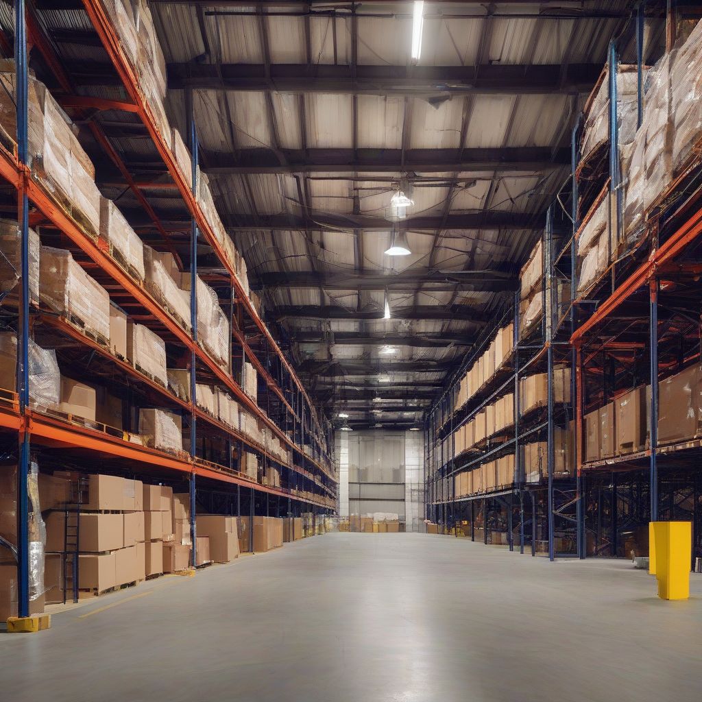 Mezzanine system installed in a warehouse